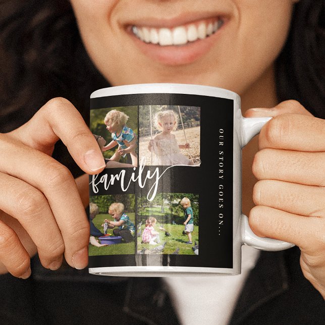 Custom 10 photo collage your text family script coffee mug (Creator Uploaded)