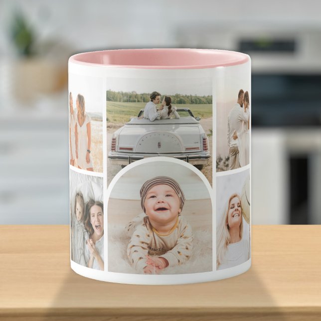 Custom 10 Photos Collage Arch, Cute Modern Stylish Mug (Creator Uploaded)