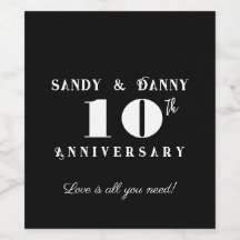 Custom 10th Anniversary script black white modern 