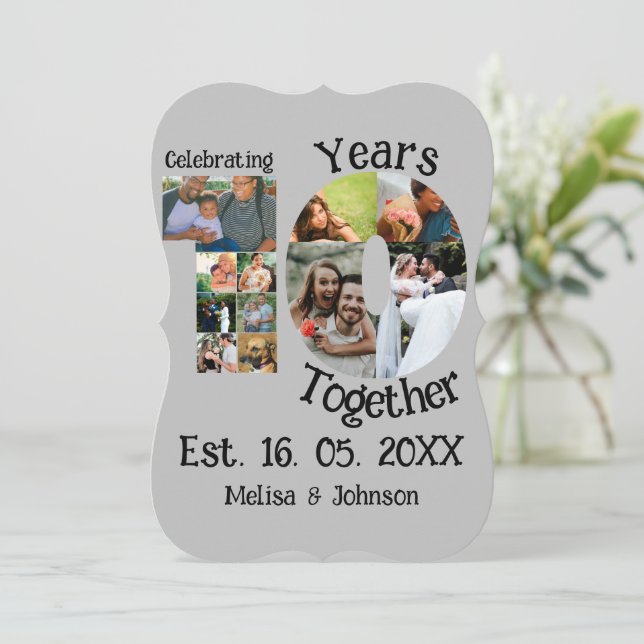 Custom 10th wedding anniversary 11 photo collage (Standing Front)