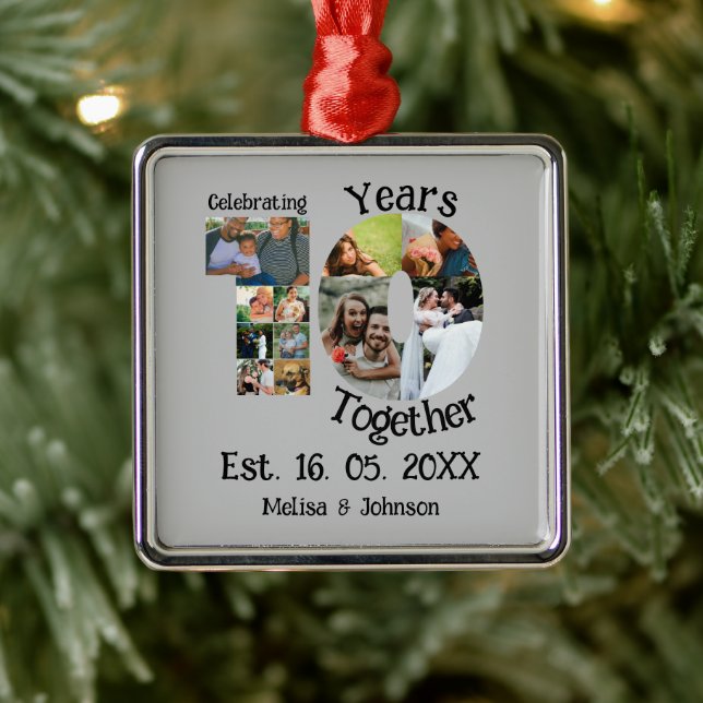 Custom 10th wedding anniversary 11 photo collage metal tree decoration (Tree)
