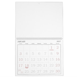 Custom 11" L x 14.25" W Large Numbers Full Calendar