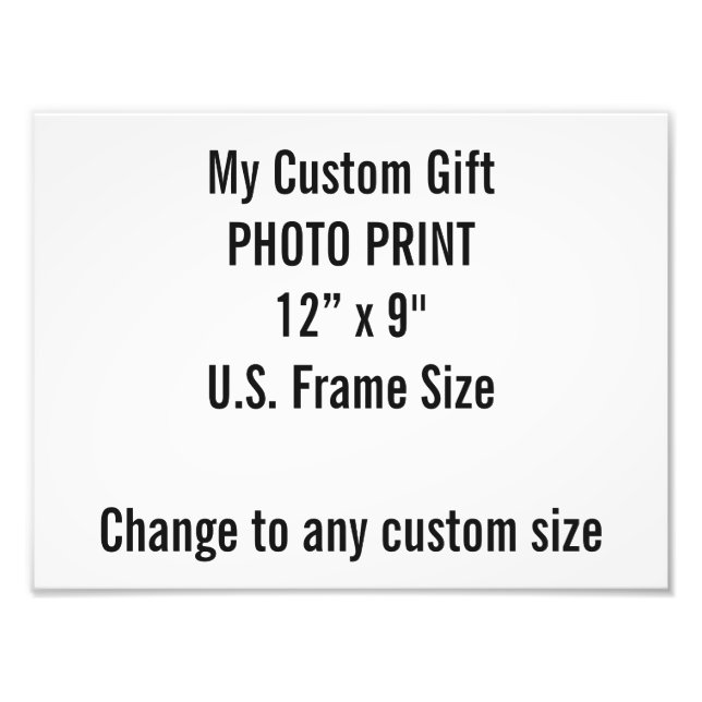 Custom 12" × 9" Photo Print US Frame Size (Front)