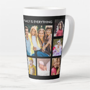 Custom 12 Photo Collage Family Quote Black   Latte Mug