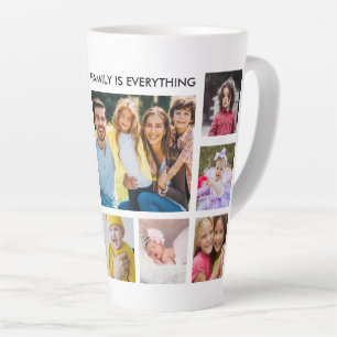 Custom 12 Photo Collage Family Quote White Latte Mug