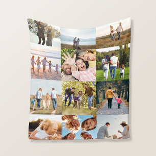 Custom 12 Photo Collage Fleece Blanket