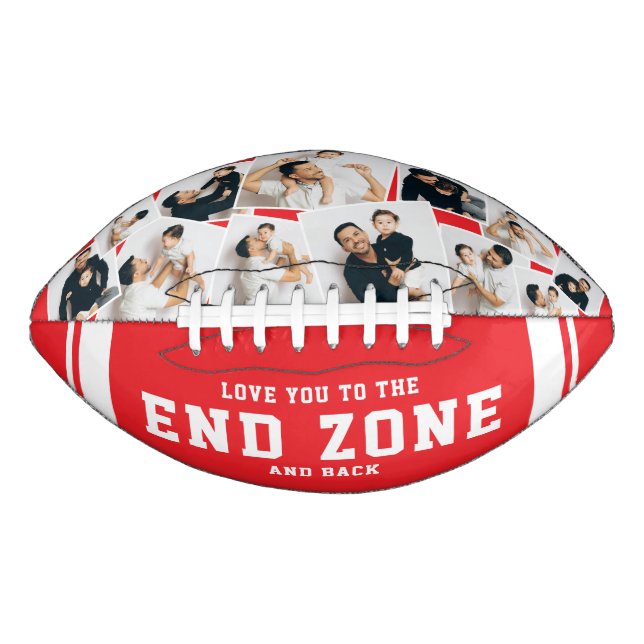 Custom 12 Photo Collage “Love You to the End Zone” Football (Front)