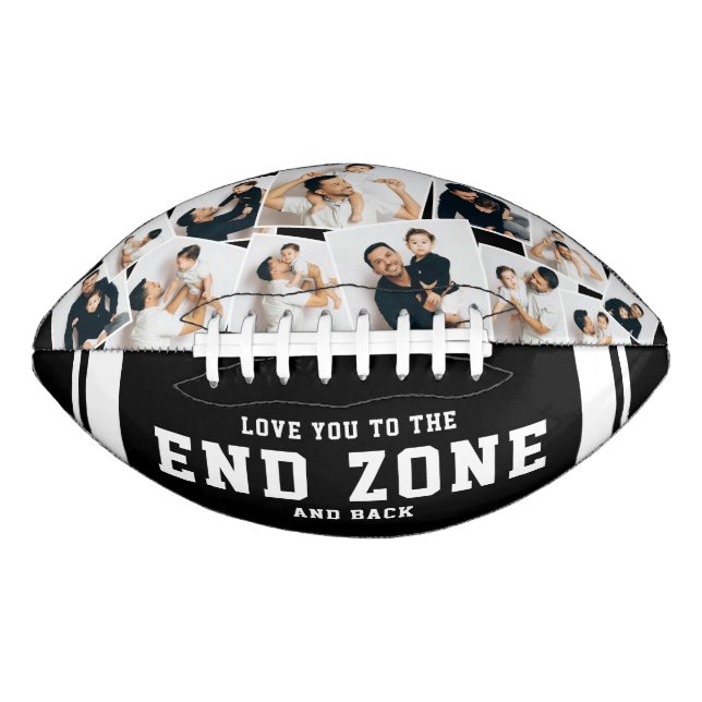 Custom 12 Photo Collage “Love You to the End Zone” Football (Front)