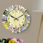 Custom 12 Photo Collage Rustic Cream Wood Round Large Clock<br><div class="desc">Create your own unique wall clock. This vintage cream wood look design has black numbers and will look great with both modern and rustic farmhouse decor. The photo template is set up ready for you to add 12 of your favorite photos. Add your pictures working clockwise from the top and...</div>
