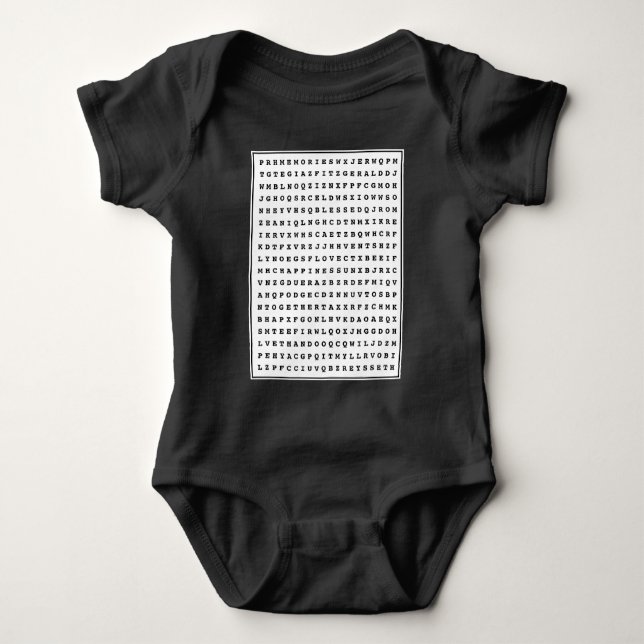Custom 12 Word Family Word Search Baby Bodysuit (Front)