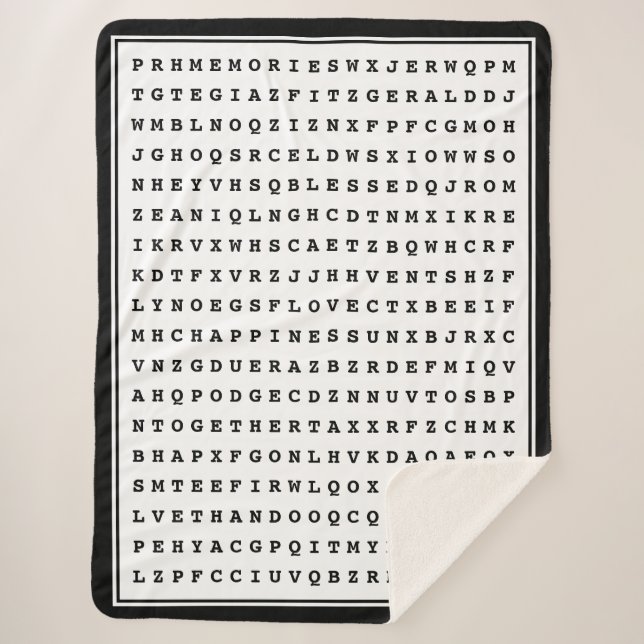 Custom 12 Word Family Word Search Sherpa Blanket (Front)