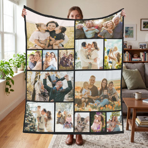Custom 14 Photo Collage Fleece Blanket