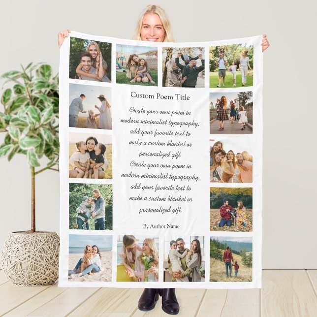 Custom 14 Photo Collage Poem Fleece Blanket (Creator Uploaded)