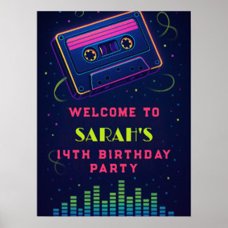 Custom 14th Birthday Neon Party Poster