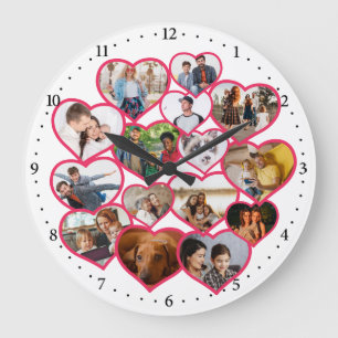 Custom 15 Heart Shaped Photos Large Clock
