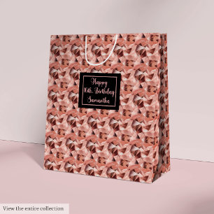 Custom 16th Birthday Gift Bags Rose Gold and Black