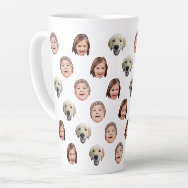 Custom 17 oz Funny Baby Kids Family Face 3 Photos Latte Mug (Left Angle)