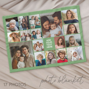 Custom 17 Photo Collage - with Text Fleece Blanket