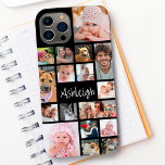 Custom 17 Photo Collage Your Colour Case-Mate iPhone 14 Case<br><div class="desc">Create your own personalised, custom colour photo cell phone case utilising this photo collage template with 17 pictures in different shapes and sizes to accommodate a variety of images and your name, monogram or other text in your choice of font styles (shown in a modern hand lettered typography in white...</div>