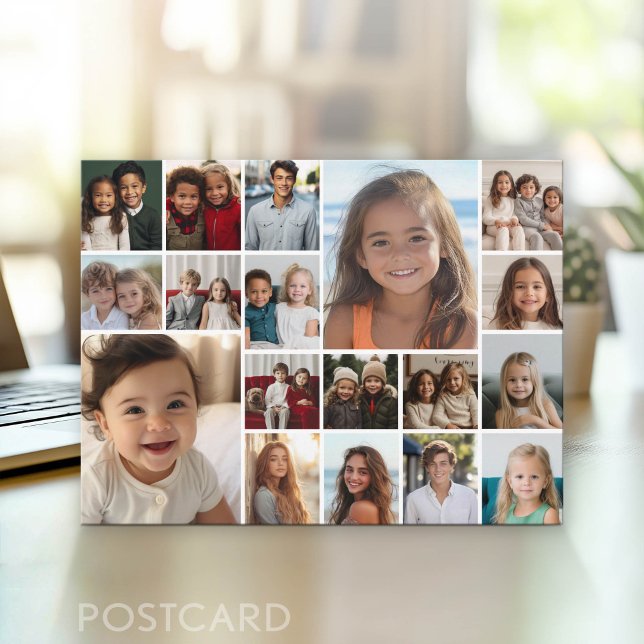 Custom 18 Photo Collage All Over Postcard (Photo Postcard - Customize with your favorite photos)