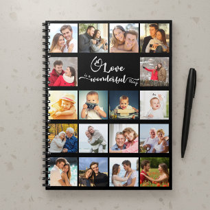 Custom 18 Photo Collage Love is a Wonderful Thing Notebook