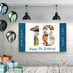 Custom 18th Birthday Party Photo Collage Banner<br><div class="desc">Create your own photo collage banner for a 18th Birthday Party. The template is set up for you to add your custom name or wording and your favourite photos. Your photos will automatically appear as a photo collage in the shape of the number 18. The banner has ocean blue borders...</div>