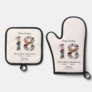 Custom 18th Birthday Photo Collage Oven Mitt & Pot Holder Set