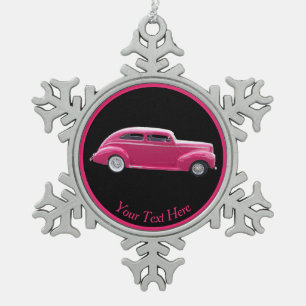 Custom 1940 Famous American Make Sedan Snowflake Pewter Christmas Ornament