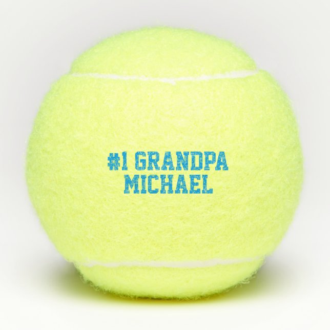 Custom #1 Grandpa Father's Day Tennis Ball Blue (Front)