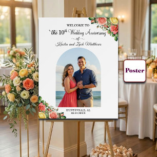 Custom 1 Photo 10th Wedding Anniversary Welcome  Poster