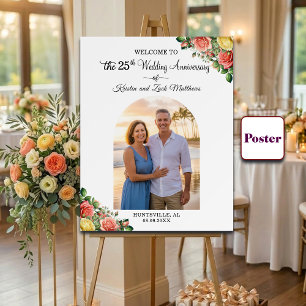 Custom 1 Photo 25th Wedding Anniversary Welcome  Poster