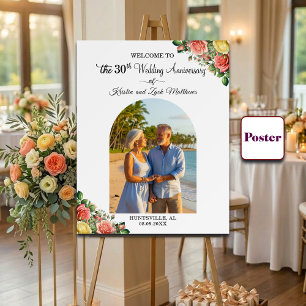 Custom 1 Photo 30th Wedding Anniversary Welcome Poster