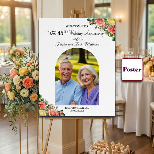 Custom 1 Photo 45th Wedding Anniversary Welcome  Poster