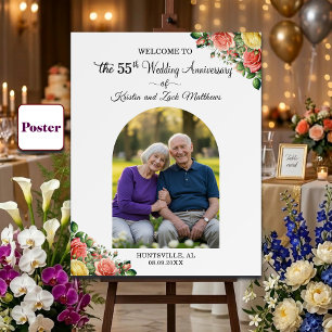 Custom 1 Photo 55th Wedding Anniversary Welcome Poster