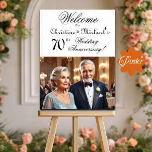 Custom 1 Photo 70th Wedding Anniversary Welcome Poster