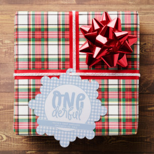 Custom 1st Birthday Cute Pastel Blue Onederful Tree Decoration Card