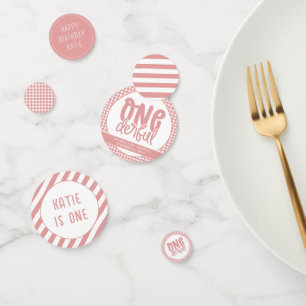 Custom 1st Birthday Cute Pastel Pink Onederful Confetti