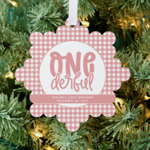 Custom 1st Birthday Cute Pastel Pink Onederful Tree Decoration Card