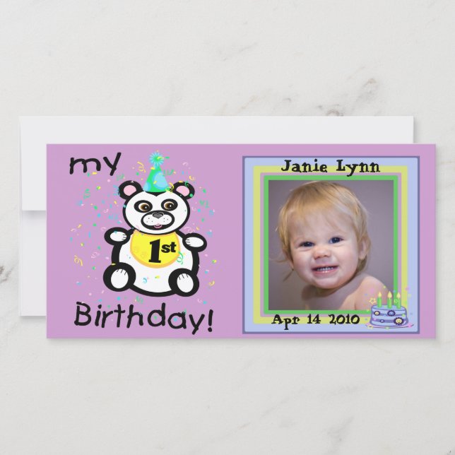 Custom 1st Birthday Photo Cards (Front)