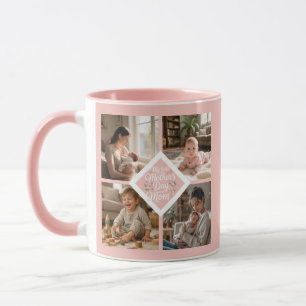Custom 1st Mother's Day Photo Collage Pink Floral Mug