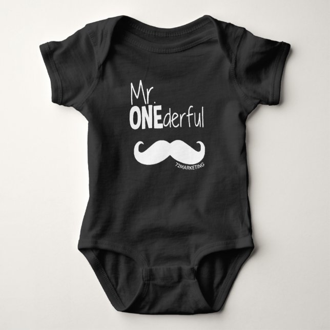 Custom 1st Mr. Onederful Bowtie Birthday Baby Bodysuit (Front)