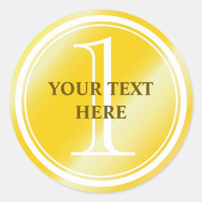 Custom 1st prize gold medal stickers and seals (Front)