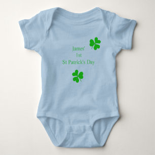 Custom 1st Saint Patrick's Day Lucky Shamrock Boy Baby Bodysuit