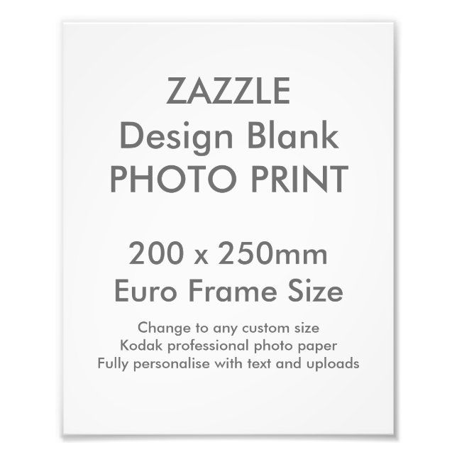 Custom 200 x 250 mm Photo Print UK Frame Size (Front)