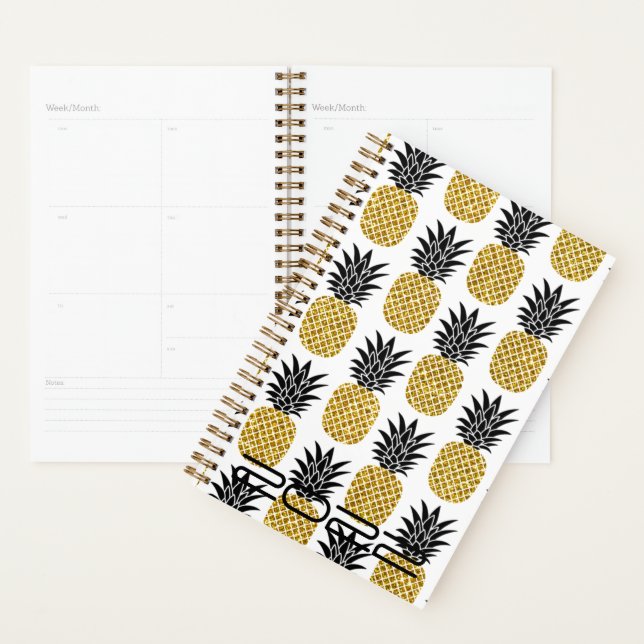 Custom 2022 Cute Gold Pineapple Weekly Monthly Planner (Display)