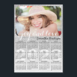 Custom 2023 Photo Calendar Magnet Silver Glitter<br><div class="desc">This personalised 2023 magnetic calendar features name and photo templates, Joy and Love saying and girly silver grey faux glittered design. Click "Personalise this template" and upload your photo there to get the result with the same stylish frame-look edges around the picture. It's a cute practical gift idea for Christmas,...</div>