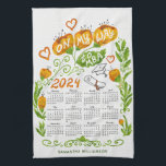 Custom 2024 Calendar MBA Student Orange Floral Tea Towel<br><div class="desc">Create a unique 2024 kitchen towel calendar as a gift for a current or future MBA student. The design features orange watercolor flowers and green foliage design with a saying on my way to MBA decorated with hearts, graduate's hat and diploma. Type the grad's name to personalise the towel with...</div>