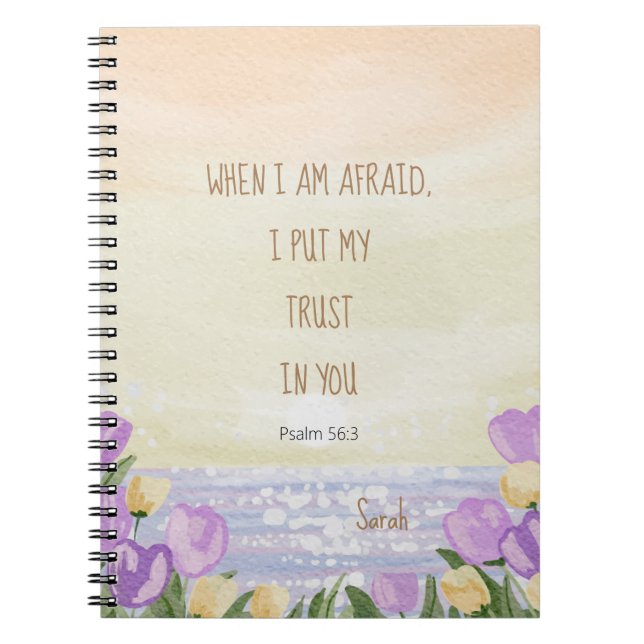 Custom 2024 JW Year Text Psalm 56:3 Tulip Ocean  Notebook (Front)