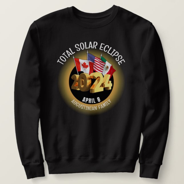 Custom 2024 TOTAL SOLAR ECLIPSE Flags Family Sweatshirt (Design Front)