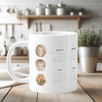 Custom 2025 Calendar with Three Photos Giant Coff